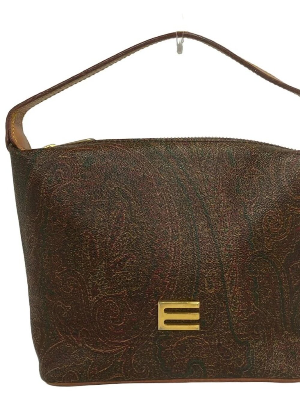 ETRO Dark Brown Red Multi PVC Leather Handbag